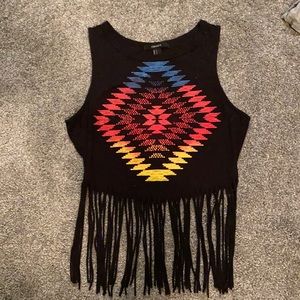 Forever 21 fringe crop top tank top